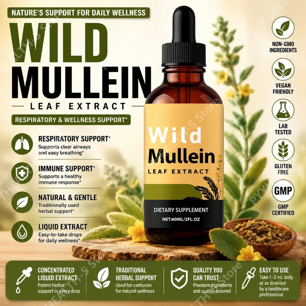 Herbal Wellness Drops - Wild-Mullein-Blätter-Tropfen mit Ingwer, Bromelain und Zitronenschale