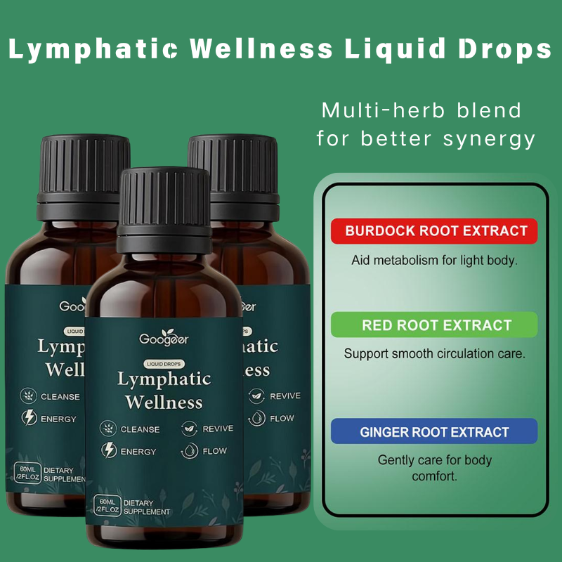 Herbal Wellness Drops - 60ml Lymphflüssigkeit Natürliche Kräuter-Wellness-Nahrungsergänzungsmittel zur Förderung